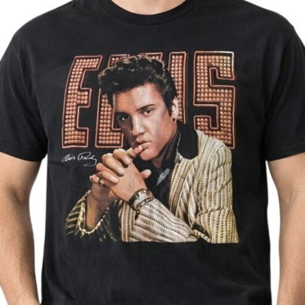 Elvis‎ Presley Shirt Large Black Flash Rock Licensed The King Graphic Music Tee